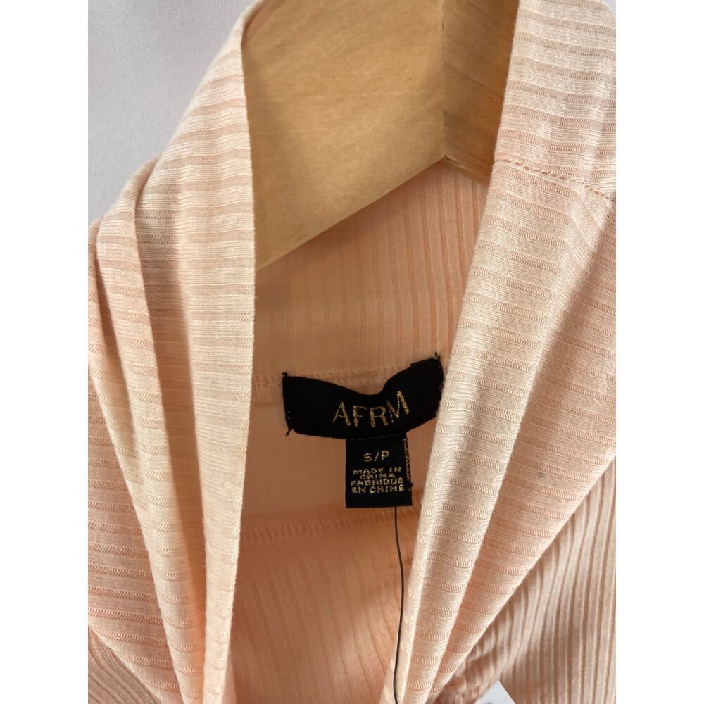 NWT AFRM Ruched Tie long sleeve ribbed top S - Picture 3 of 4